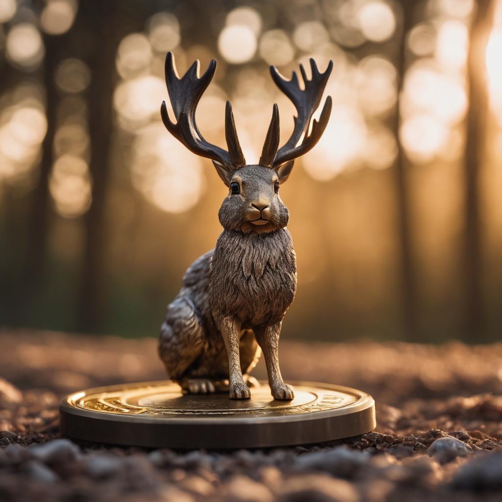Cryptid Coin - Jackalope sitting on top of the Coin